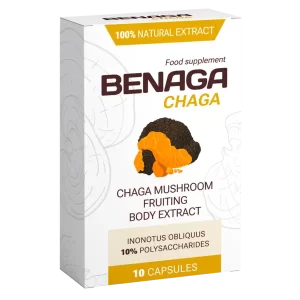 Benaga Chaga Suplemento alimentar (cápsulas) para a saúde das articulações, do sistema cardiovascular, para a potência, para diabetes e prostatite